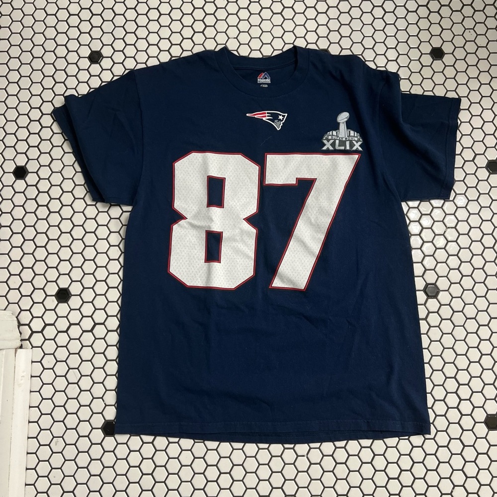 Majestic super bowl 49 shirt size large Gronkowski patriots